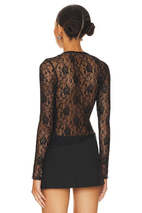 superdown Anahi Wrap Lace Top in Black