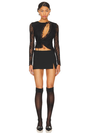 superdown Anahi Wrap Lace Top in Black