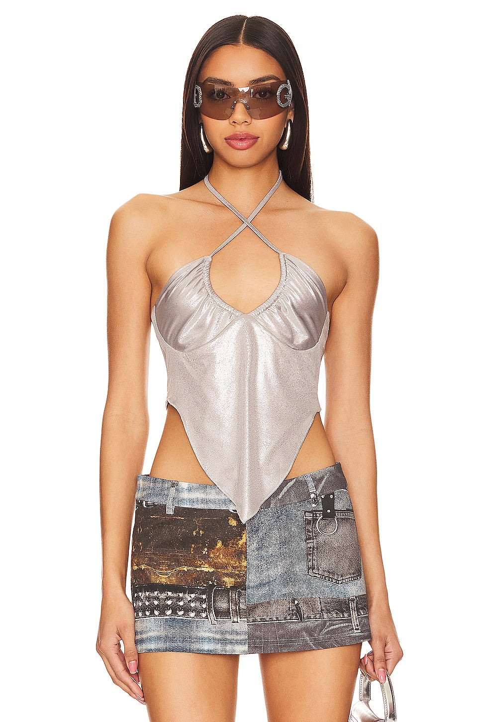 superdown Devon Halter Top in Silver