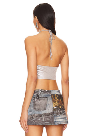superdown Devon Halter Top in Silver