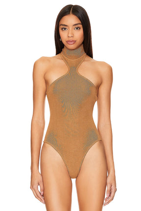 superdown Kallie Halter Bodysuit in Almond