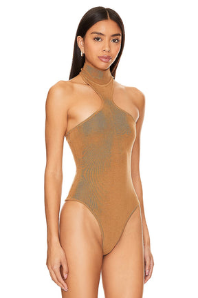 superdown Kallie Halter Bodysuit in Almond