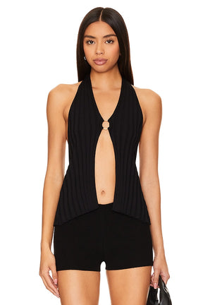 superdown Eliana Open Front Top in Black