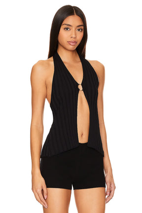 superdown Eliana Open Front Top in Black