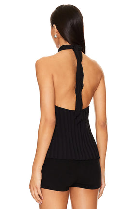 superdown Eliana Open Front Top in Black