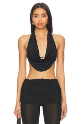 superdown Daphne Halter Top in Black