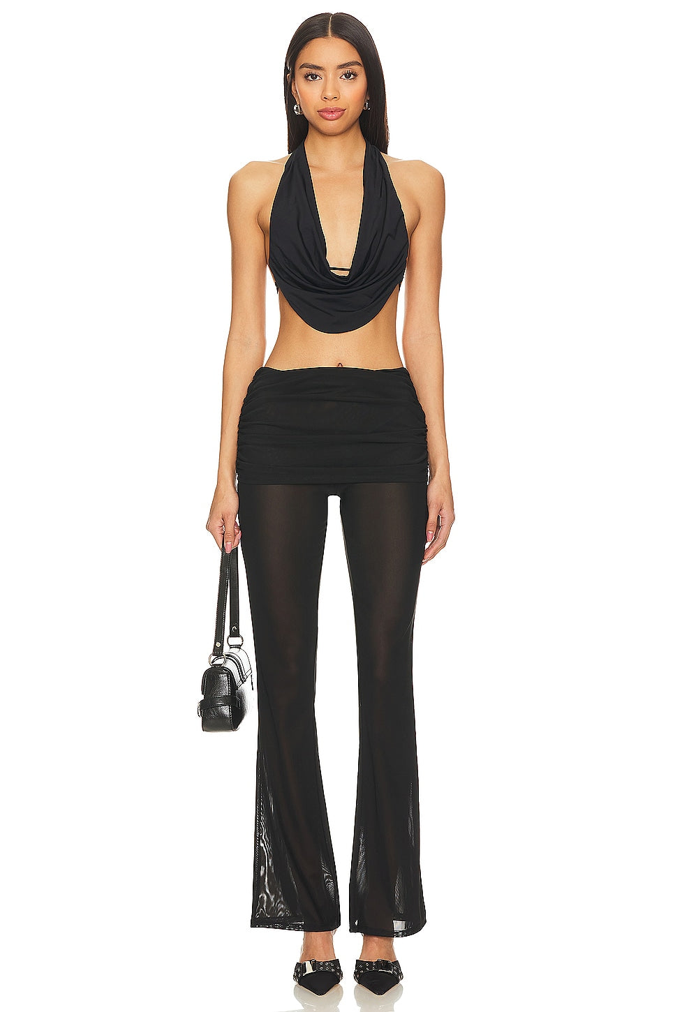 superdown Daphne Halter Top in Black