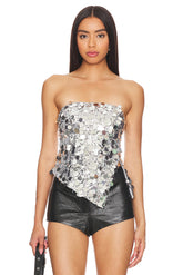 superdown Cordilla Strapless Top in Silver