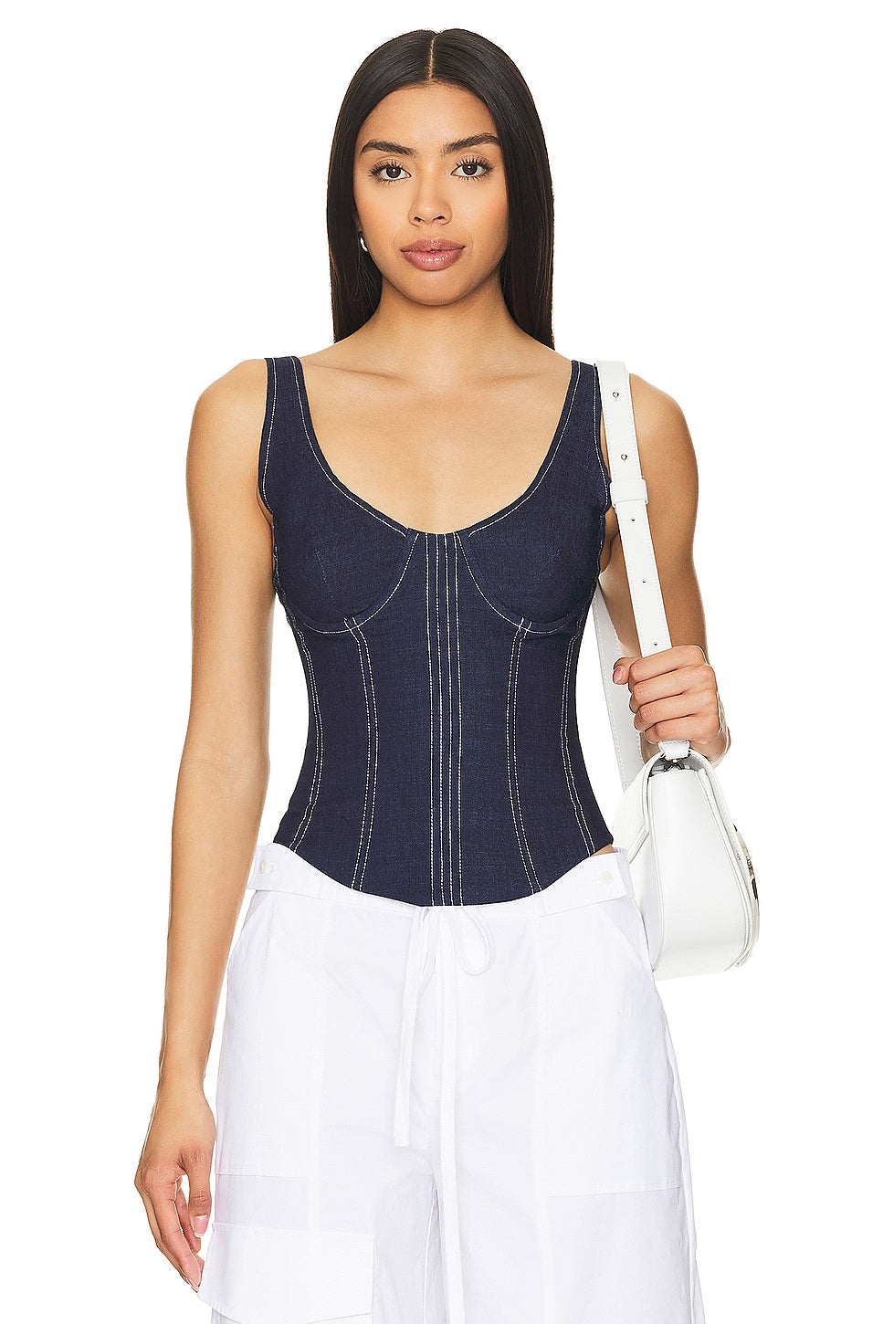 superdown Aida Bustier in Dark Wash