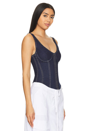 superdown Aida Bustier in Dark Wash
