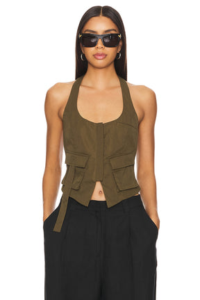 superdown Kamryn Halter Top in Olive