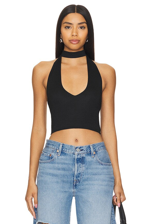 superdown Jessalyn Halter Top in Black