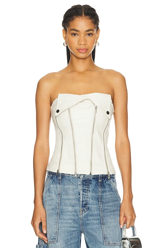 superdown Dani Faux Leather Corset in Bone