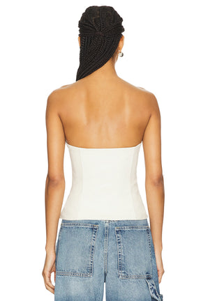 superdown Dani Faux Leather Corset in Bone