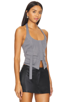 superdown Kamryn Halter Top in Gray