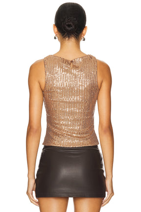 superdown Georgia Sequin Top in Mocha