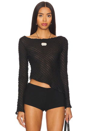 superdown Jayne Long Sleeve Top in Black