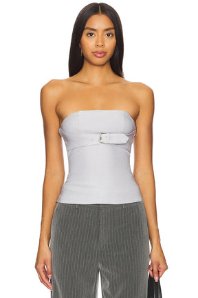superdown Capri Strapless Top in Grey