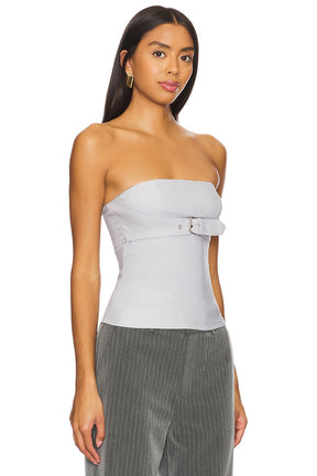 superdown Capri Strapless Top in Grey