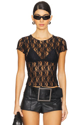 superdown Cely Baby Tee in Black