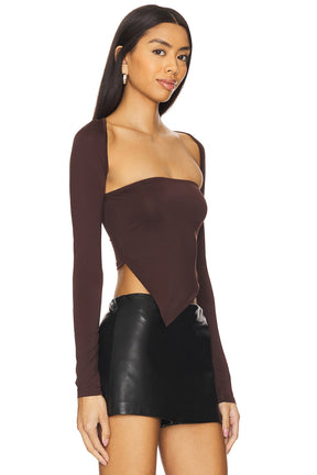 superdown Dax Shrug Top in Chocolate Brown