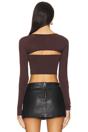 superdown Dax Shrug Top in Chocolate Brown