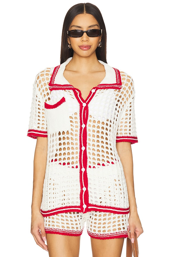 superdown Bronwin Top in White & Red
