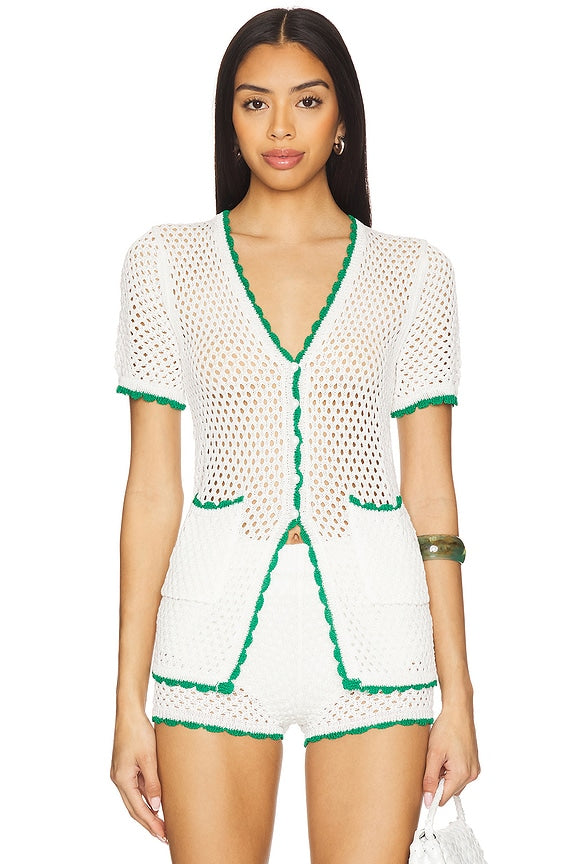 superdown Brisa Top in White & Green