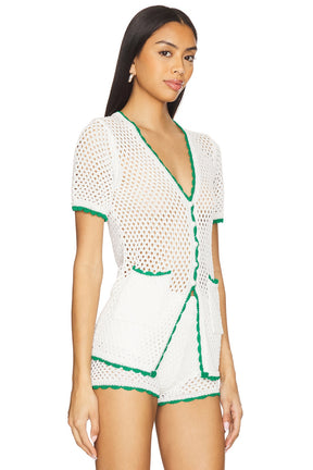 superdown Brisa Top in White & Green