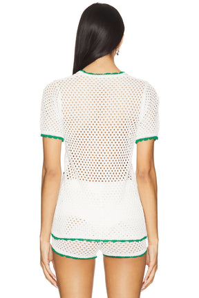 superdown Brisa Top in White & Green
