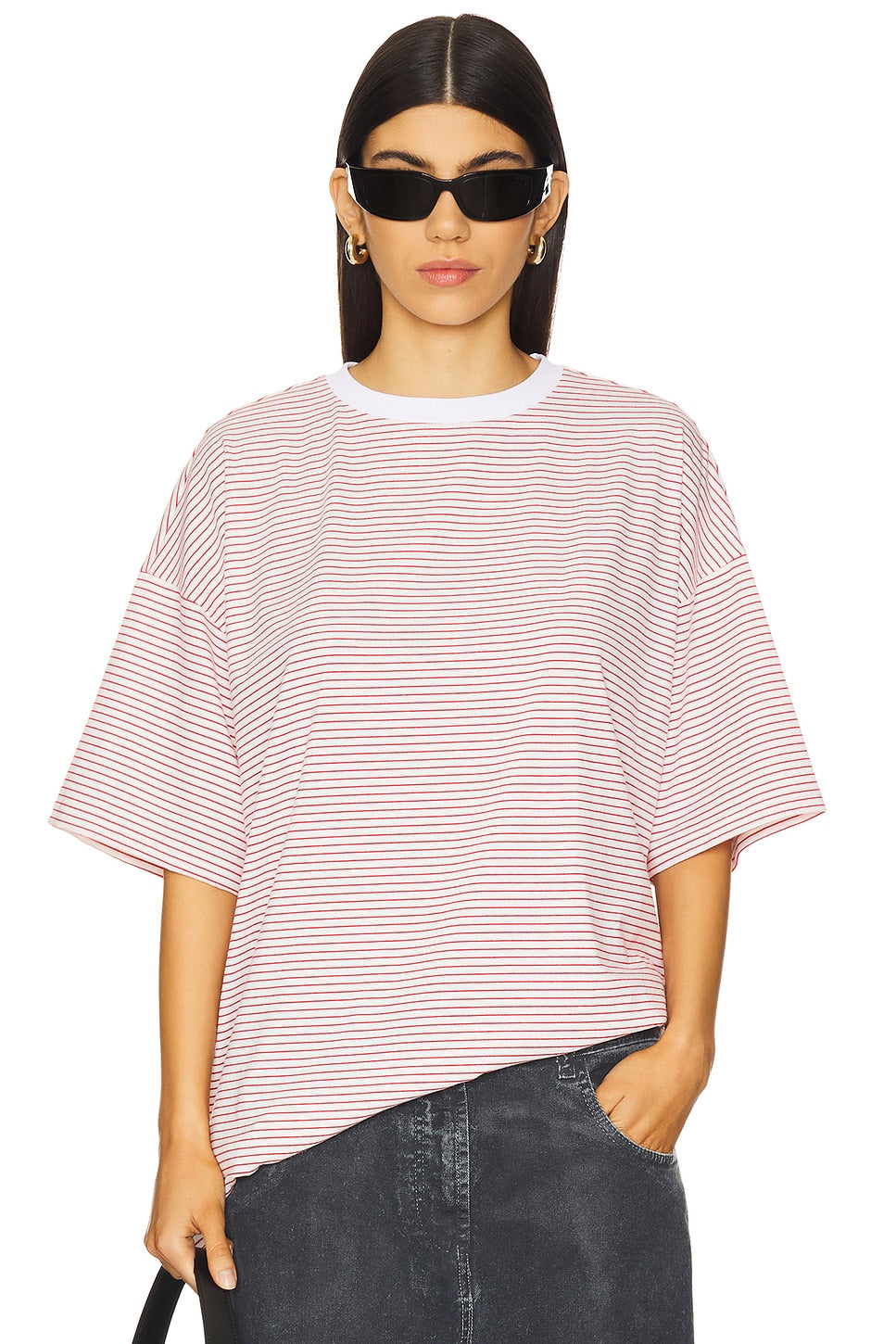 superdown Dylin Oversized Tee in Red Stripe