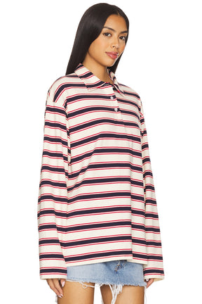 superdown Cailyn Polo Top in Red & Navy