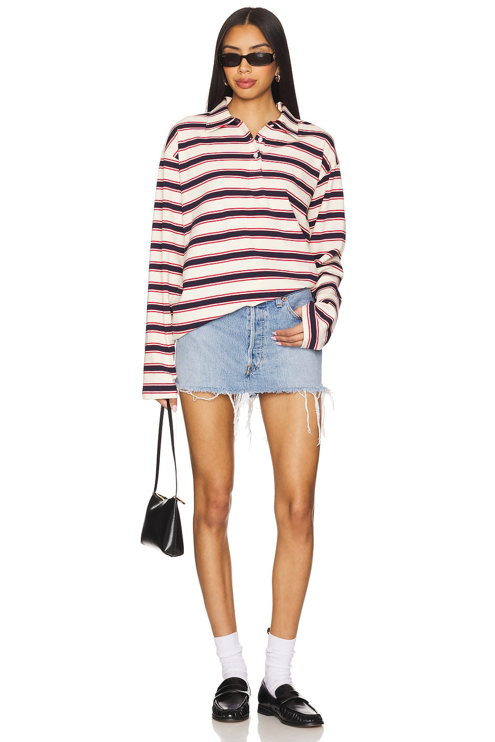 superdown Cailyn Polo Top in Red & Navy