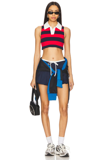 superdown Koko Crop Top in Red & Navy