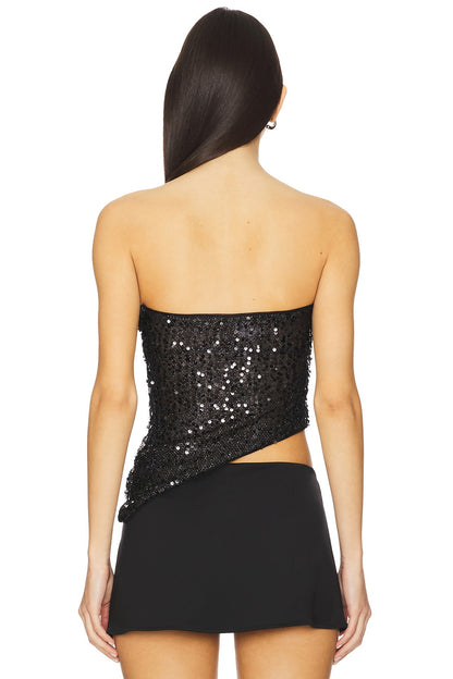 superdown Patrize Asymmetrical Top in Black