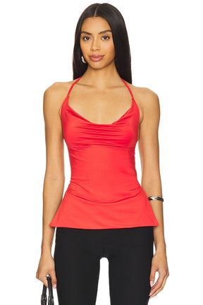 superdown Clover Halter Top in Red