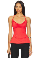 superdown Clover Halter Top in Red