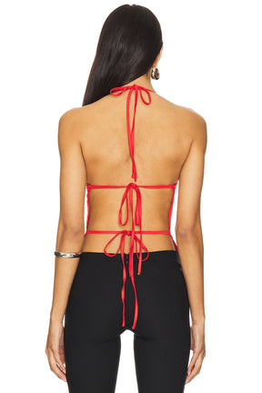 superdown Clover Halter Top in Red