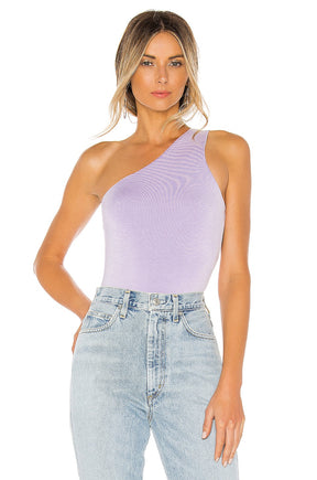superdown Devonne One Shoulder Bodysuit in Lavender