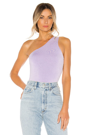 superdown Devonne One Shoulder Bodysuit in Lavender