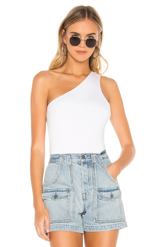 superdown Devonne One Shoulder Bodysuit in White