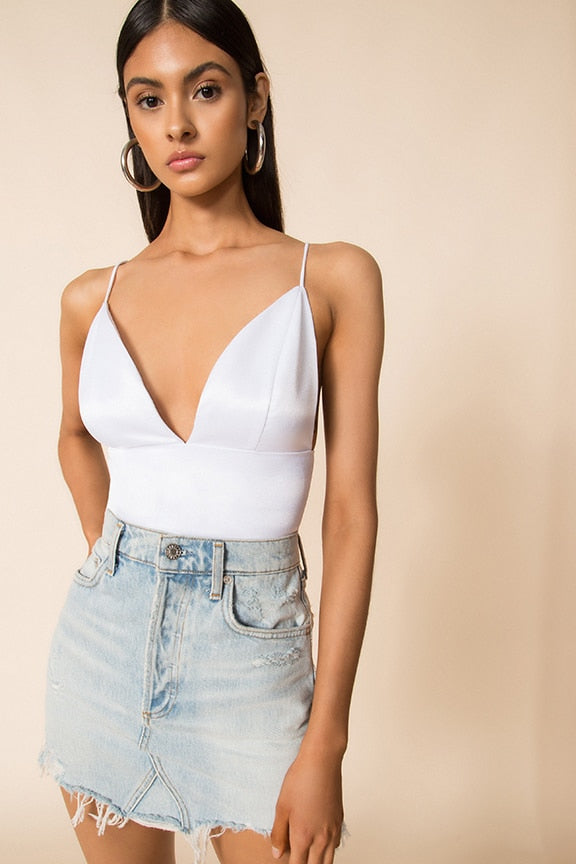 superdown Gene Satin Top in White