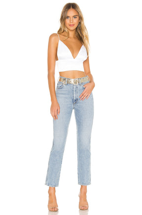 superdown Gene Satin Top in White