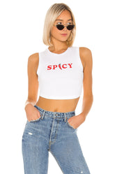 superdown Dulce Cropped Tee in White & Red