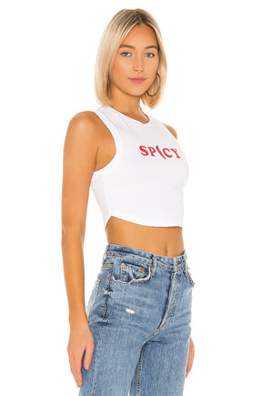superdown Dulce Cropped Tee in White & Red