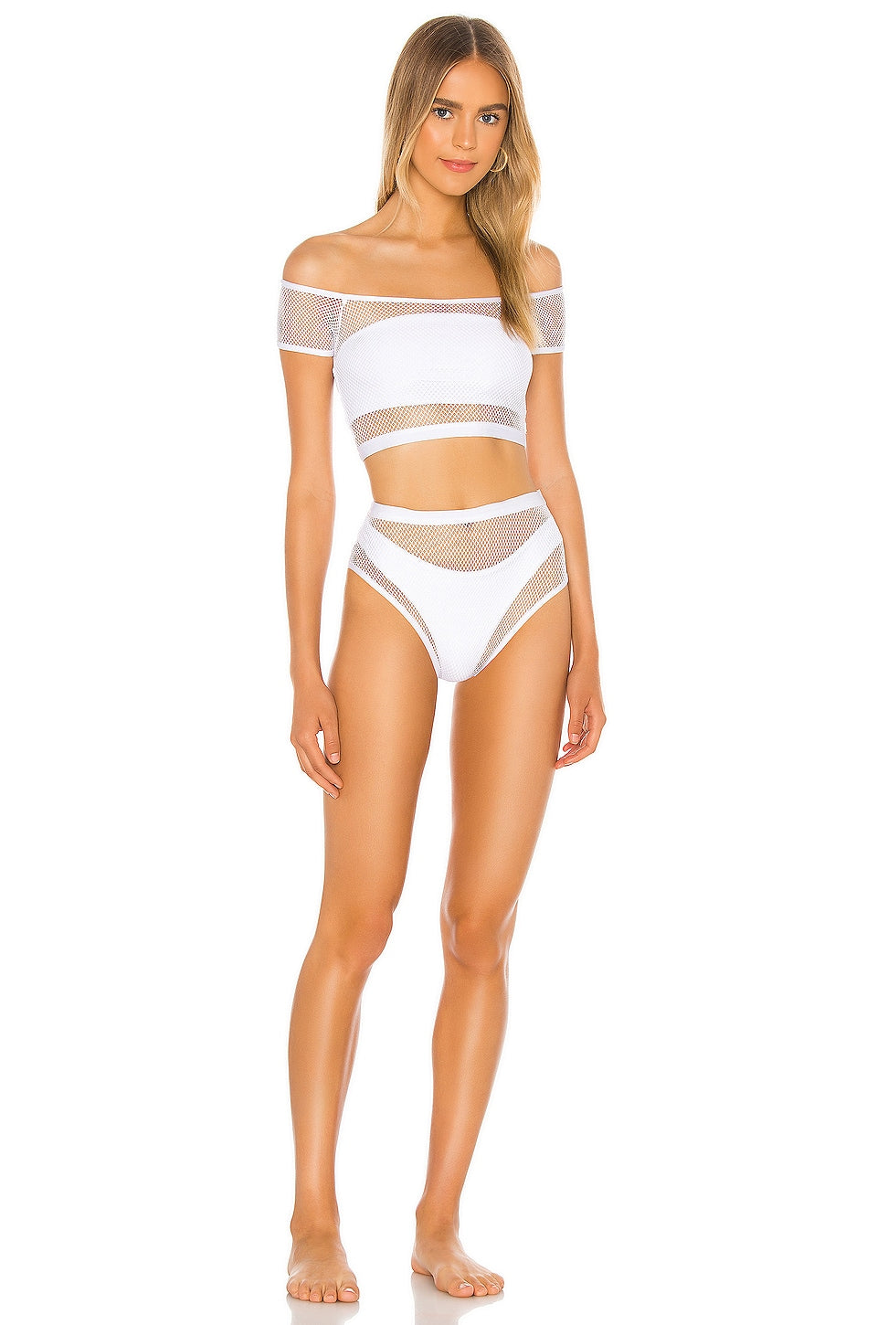 superdown Lorna Mesh Bikini Top in White