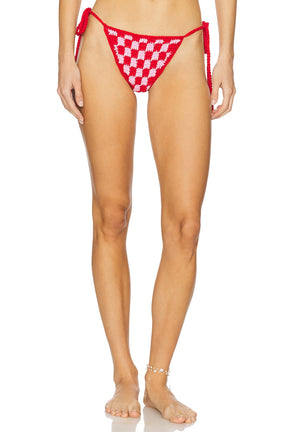 superdown Alessia Crochet Bikini Bottom in Pink & Red