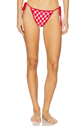 superdown Alessia Crochet Bikini Bottom in Pink & Red