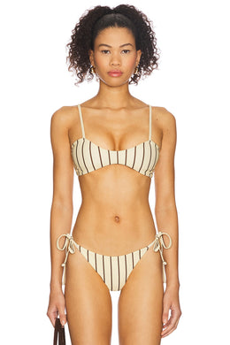 superdown Minca Bikini Top in Butter Yellow Stripe