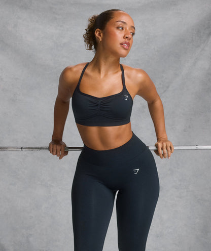 Gymshark Lift Seamless Sports Bra - Midnight Blue/Black Marl